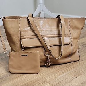 Rebecca Minkoff Tan Bowery Leather Tote with Coin Purse